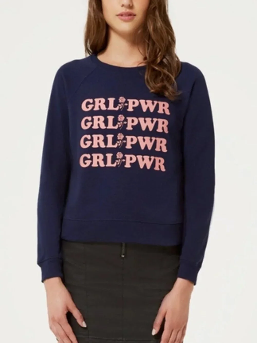 Rebecca Minkoff Navy Girl‎ Power Sweatshirt Crewneck Medium (Runs Small)
